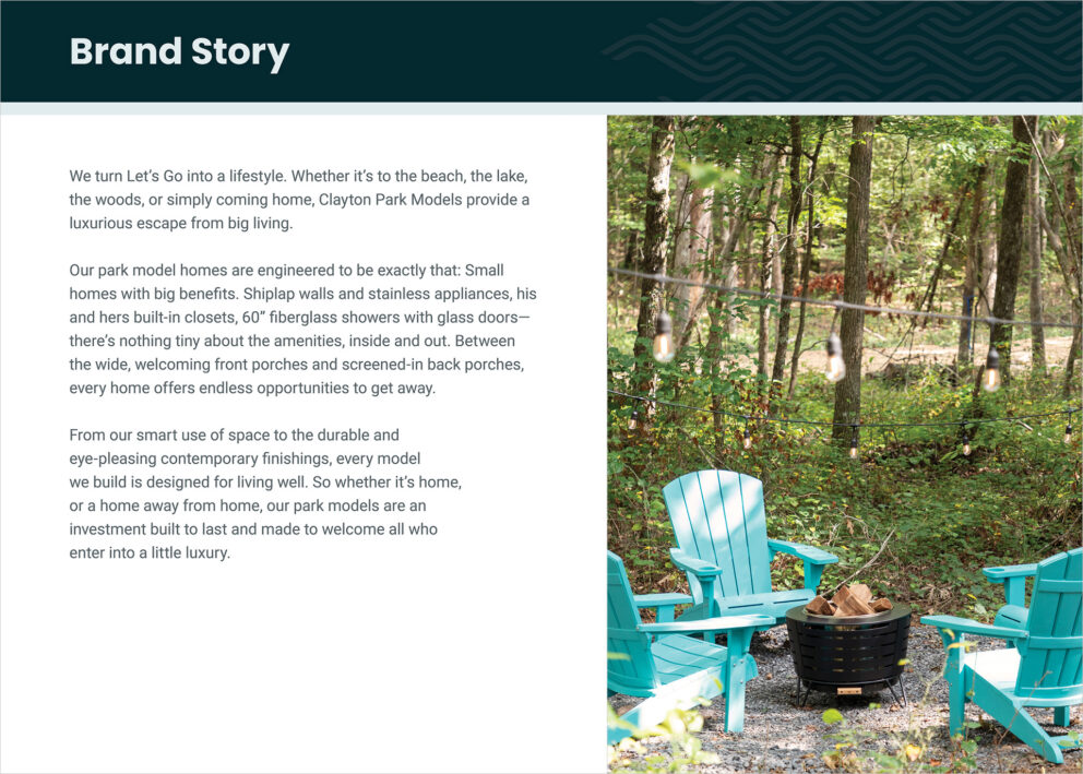 Clayton Park Model's Brand story tells who they are and what they stand for.
